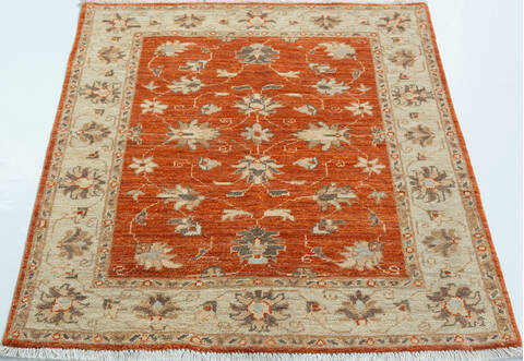 Chobi Orange Square Hand Knotted 35 X 37  Area Rug 700-157114 Image 1