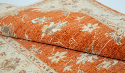 Chobi Orange Square Hand Knotted 35 X 37  Area Rug 700-157114 Image 7
