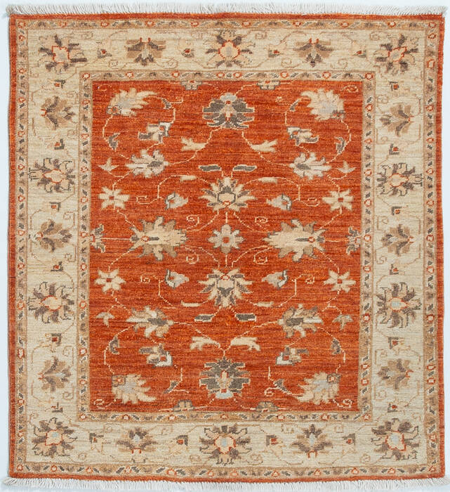 Chobi Orange Square Hand Knotted 35 X 37  Area Rug 700-157114 Image 0