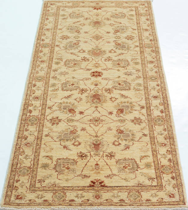 Chobi Beige Runner Hand Knotted 28 X 67  Area Rug 700-157116 Image 1