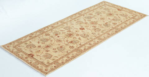 Chobi Beige Runner Hand Knotted 28 X 67  Area Rug 700-157116 Image 2