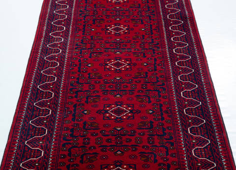 Khan Mohammadi Red Runner Hand Knotted 210 X 131  Area Rug 700-157126 Image 5