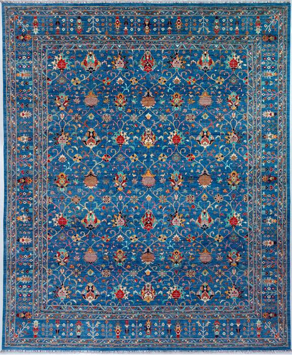Chobi Blue Hand Knotted 120 X 148  Area Rug 700-157706 Image 0