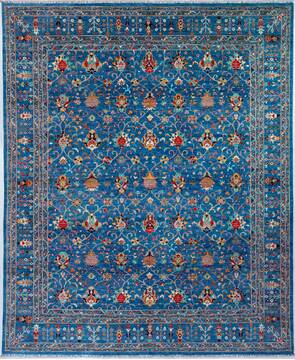 Afghan Chobi Blue Rectangle 12x15 ft Wool Carpet 157706