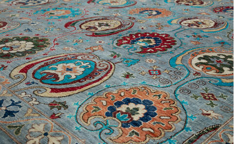 Chobi Grey Hand Knotted 81 X 96  Area Rug 700-157709 Image 3
