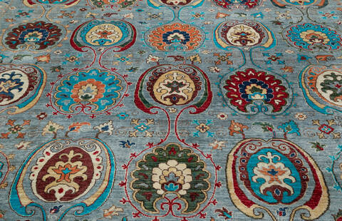 Chobi Grey Hand Knotted 81 X 96  Area Rug 700-157709 Image 5