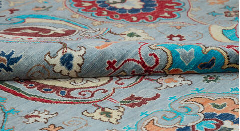 Chobi Grey Hand Knotted 81 X 96  Area Rug 700-157709 Image 7