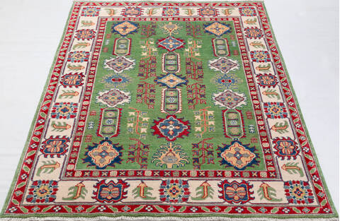 Kazak Green Hand Knotted 410 X 69  Area Rug 700-157723 Image 1