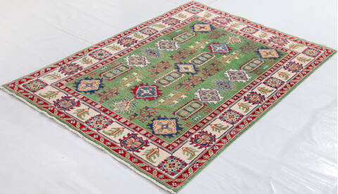 Kazak Green Hand Knotted 410 X 69  Area Rug 700-157723 Image 2