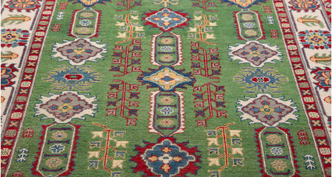 Kazak Green Hand Knotted 410 X 69  Area Rug 700-157723 Image 5