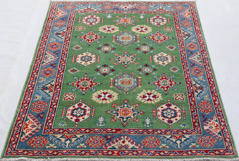Kazak Green Hand Knotted 40 X 58  Area Rug 700-157725 Image 1