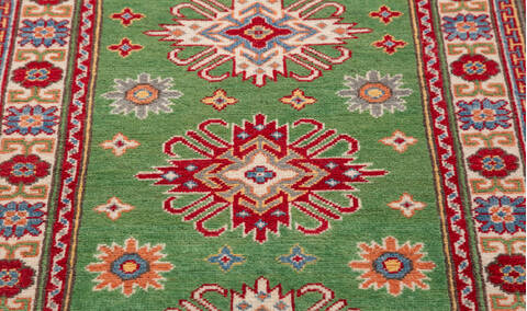 Kazak Green Runner Hand Knotted 210 X 62  Area Rug 700-157726 Image 5