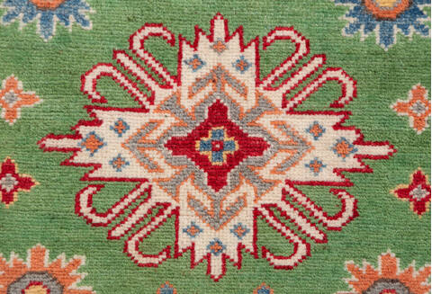 Kazak Green Runner Hand Knotted 210 X 62  Area Rug 700-157726 Image 6