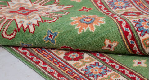 Kazak Green Runner Hand Knotted 210 X 62  Area Rug 700-157726 Image 7
