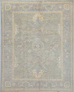 Afghan Chobi Green Rectangle 8x10 ft Wool Carpet 157733