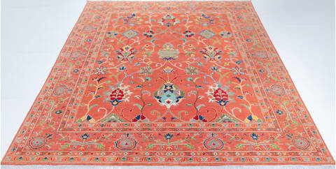 Kazak Orange Hand Knotted 83 X 100  Area Rug 700-157741 Image 1