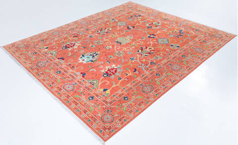 Kazak Orange Hand Knotted 83 X 100  Area Rug 700-157741 Image 2