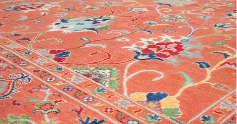 Kazak Orange Hand Knotted 83 X 100  Area Rug 700-157741 Image 3