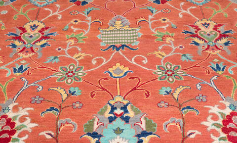 Kazak Orange Hand Knotted 83 X 100  Area Rug 700-157741 Image 5