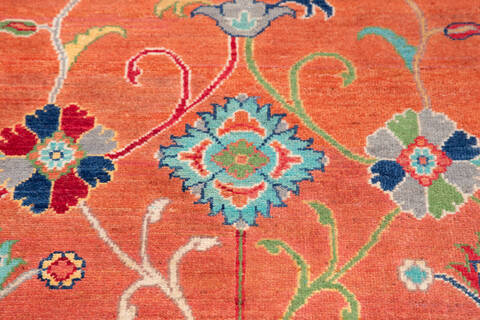Kazak Orange Hand Knotted 83 X 100  Area Rug 700-157741 Image 6