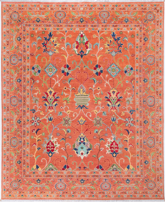 Kazak Orange Hand Knotted 83 X 100  Area Rug 700-157741 Image 0