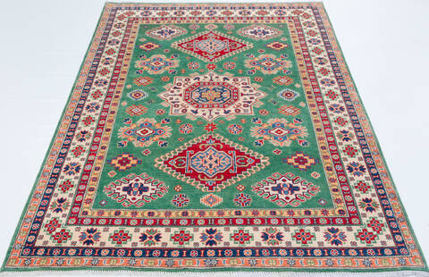 Kazak Green Hand Knotted 58 X 80  Area Rug 700-157742 Image 1