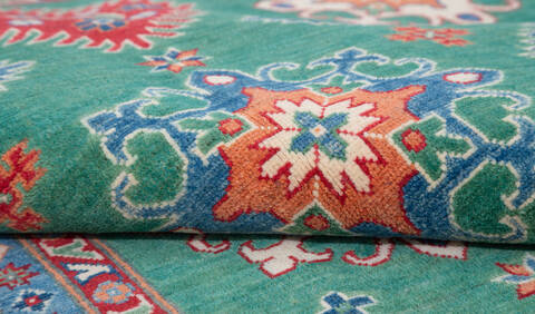 Kazak Green Hand Knotted 66 X 910  Area Rug 700-157743 Image 6