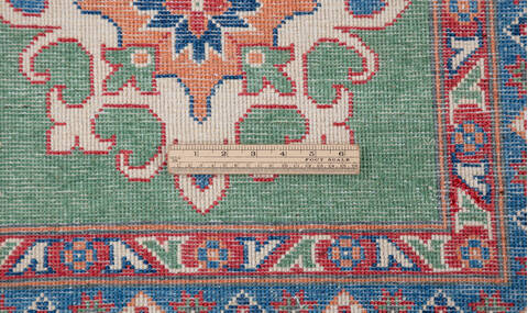 Kazak Green Hand Knotted 66 X 910  Area Rug 700-157743 Image 8