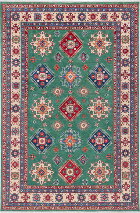 Kazak Green Hand Knotted 66 X 910  Area Rug 700-157743 Image 0