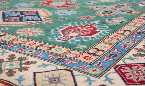Kazak Green Hand Knotted 66 X 910  Area Rug 700-157744 Image 3