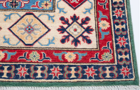Kazak Green Hand Knotted 66 X 910  Area Rug 700-157744 Image 4