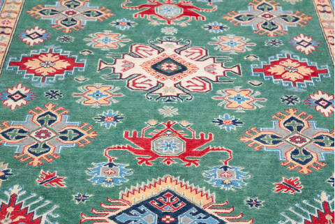 Kazak Green Hand Knotted 66 X 910  Area Rug 700-157744 Image 5