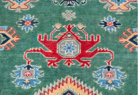 Kazak Green Hand Knotted 66 X 910  Area Rug 700-157744 Image 6