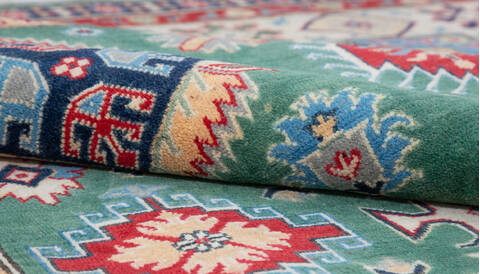 Kazak Green Hand Knotted 66 X 910  Area Rug 700-157744 Image 7