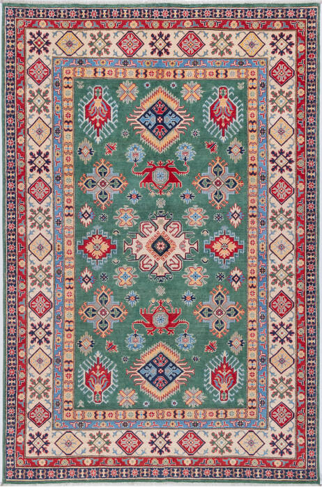 Kazak Green Hand Knotted 66 X 910  Area Rug 700-157744 Image 0