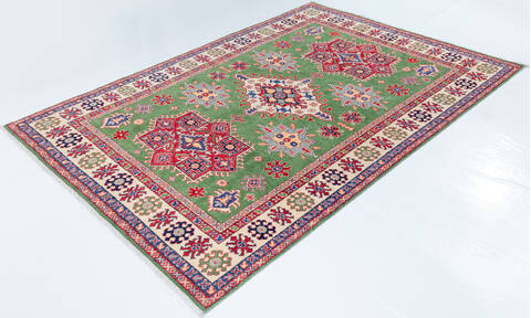 Kazak Green Hand Knotted 67 X 96  Area Rug 700-157745 Image 2
