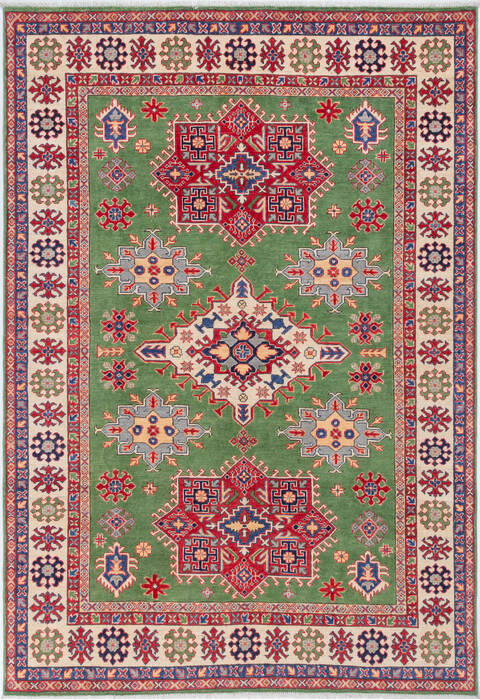 Kazak Green Hand Knotted 67 X 96  Area Rug 700-157745 Image 0