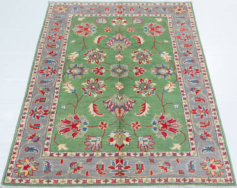 Kazak Green Hand Knotted 40 X 60  Area Rug 700-157748 Image 1