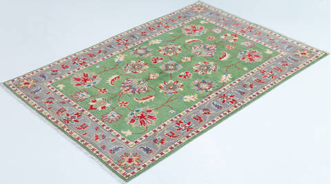 Kazak Green Hand Knotted 40 X 60  Area Rug 700-157748 Image 2