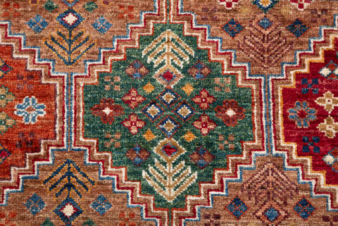 Chobi Multicolor Runner Hand Knotted 211 X 82  Area Rug 700-157758 Image 6