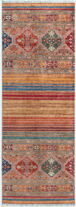 Chobi Multicolor Runner Hand Knotted 211 X 82  Area Rug 700-157758 Image 0
