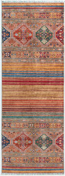 Chobi Multicolor Runner Hand Knotted 2'11" X 8'2"  Area Rug 700-157758