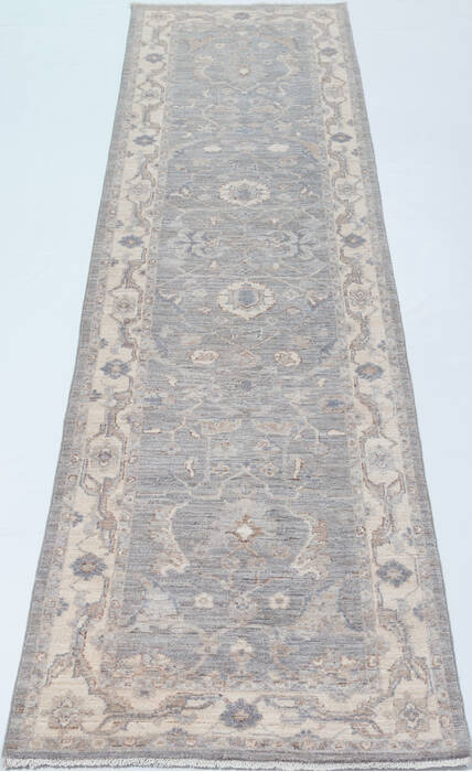 Chobi Light Gray Runner Hand Knotted 26 X 99  Area Rug 700-157759 Image 1