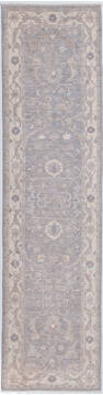 Afghan Chobi Light Gray Runner 10 to 12 ft Wool Carpet 157759