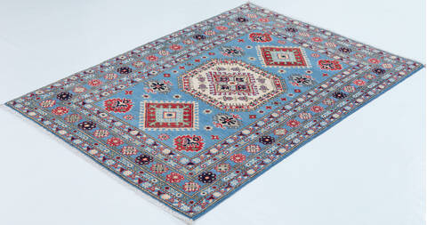Kazak Light Blue Hand Knotted 40 X 58  Area Rug 700-157764 Image 2