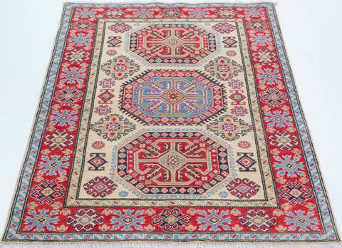 Kazak Beige Hand Knotted 39 X 59  Area Rug 700-157766 Image 1