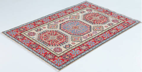 Kazak Beige Hand Knotted 39 X 59  Area Rug 700-157766 Image 2