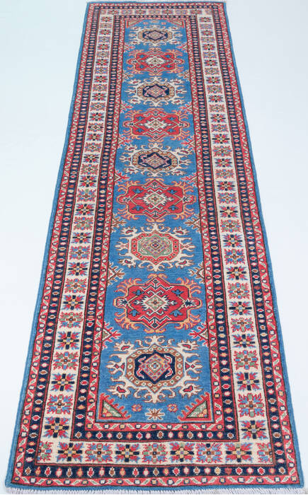 Kazak Blue Runner Hand Knotted 27 X 96  Area Rug 700-157768 Image 1