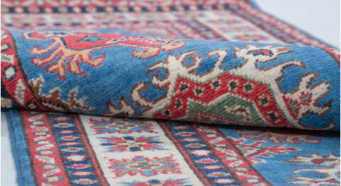 Kazak Blue Runner Hand Knotted 27 X 96  Area Rug 700-157768 Image 6