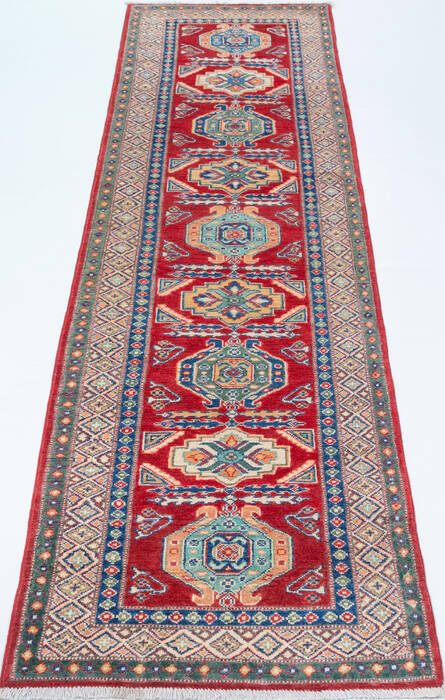 Kazak Red Runner Hand Knotted 28 X 98  Area Rug 700-157769 Image 1